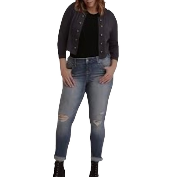 Torrid Denim Jeans Hi-Rise Dark Blue Wash 5 Pocket Stretch Raw Hem - Picture 12 of 12